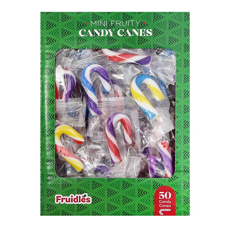 Christmas Candy Canes Mini's Suckers, Multicolored Fruity Flavor, Individually Wrapped,