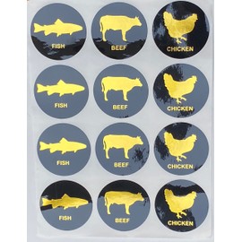 1.5 inch 300PCS Beef Chicken Fish Stickers for Food Party