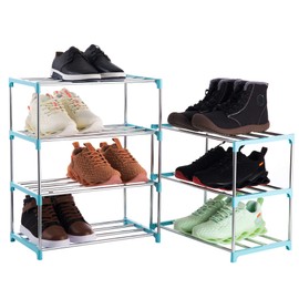 Xerhnan 3-Tier Stackable Small Shoe Rack, Lightweight Shoe Shelf Storage Organizer for Entryway, Hallway and Closet(White)