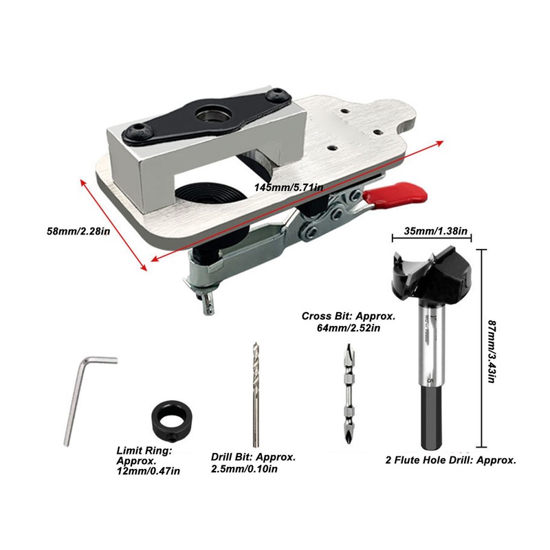 Concealed Door Hinge Jig 35mm Cabinet Hinge Drilling Guide Locator