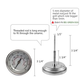 KAMaster BBQ Grill Temperature Gauge Waterproof Large Face for Kamado Joe Barbecue Charcoal Grill Stainless Steel 150-900°F Cooking Thermometer for Oven Wood Stove Accessories Tool Set Up Easy