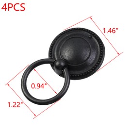 MY MIRONEY 1.46" Diameter Cabinet Drawer Pulls Black Ring Pull Handle Knob Kitchen Cupboard Drawer Dresser Ring Handle Knob with Screws Pack of 4