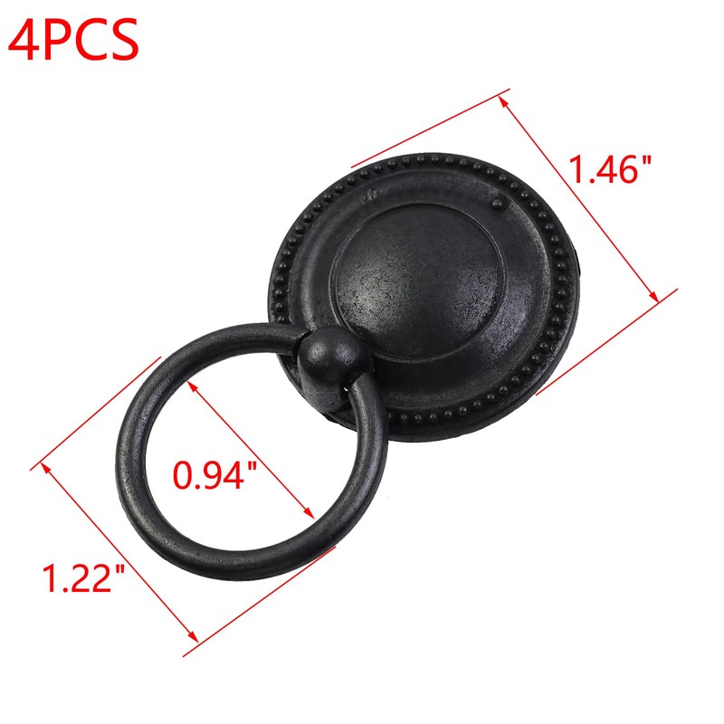 MY MIRONEY 1.46" Diameter Cabinet Drawer Pulls Black Ring Pull