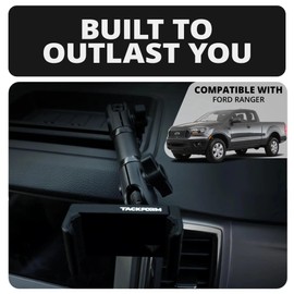 Tackform TRAXX Slim Track Dash Mount - Phone Holder - Compatible with 2019-2023 Ford Ranger (Without Switch Panel) | All-Metal, CNC Billet Aluminum, No Drilling Required | Carbon Fiber Arm | Black