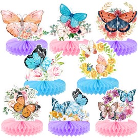 Pack of 8, Honeycomb Butterfly Centerpieces for Tables - Butterfly Party Decorations | Fairy Butterfly Birthday Decorations | Monarch Butterfly Birthday Party Decorations | Butterfly Table Decorations