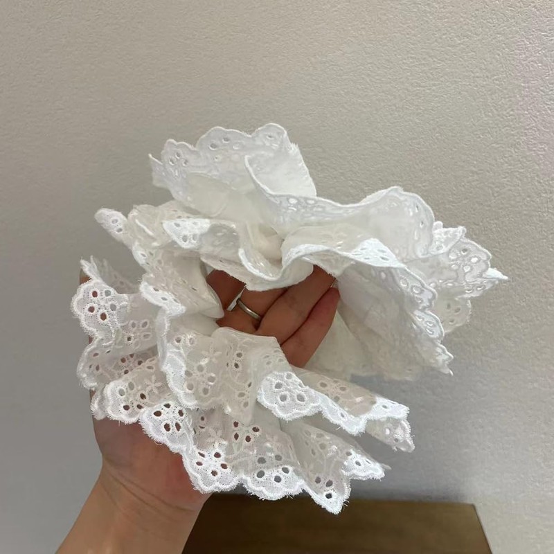 2 Pcs White Hair Scrunchies Large Hair Ties for Women