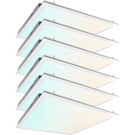 2x2 FT LED Light Flat Panel, 20/30/40W, CCT Selectable 30K | 35K | 40K | 50K | 65K, TRIAC Dimmable Recessed Drop Ceiling Lights, 2500/3750/5000 Lumens, Lay in Fixture, 120V, UL DLC(6 Pack)