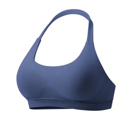 VOYJOY Women Workout Impact Bras Medium Low Support Halter Sports Bras Seamless Open Back Gym Padded Yoga Crop Top Blue Grey S