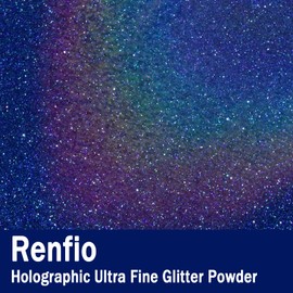 Renfio Holographic Ultra Fine Glitter Powder, 5.65 Oz 160g Metallic Resin Suppies Glitter Flakes Crafts Sequins 1/128" 0.008" 0.2mm Epoxy Chips Flakes for Tumblers Slime - Laser Royal Blue