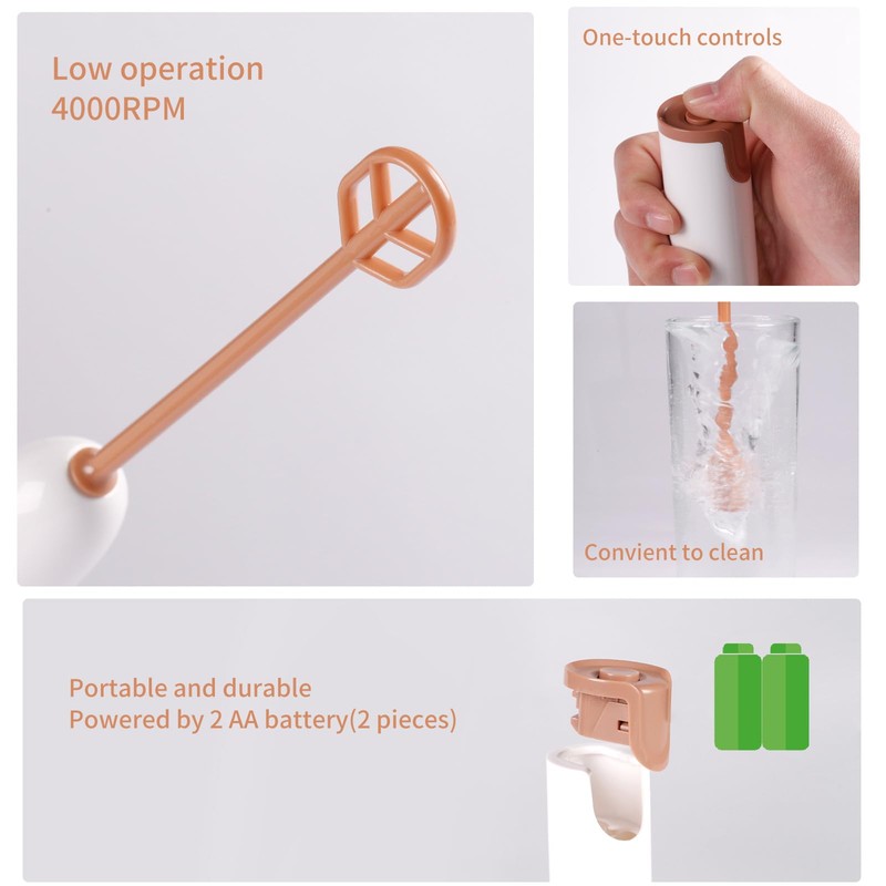 DOOBAANN Handheld Electric Baby Formula Mixer,Handheld Drink Mixer (Off White)