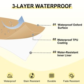 downluxe Outdoor Bench Cushion Waterproof, 42 x 18 Inch Patio Furniture Cushions with Adjustable Ties & Portable Handle, Porch Swing Cushions, Bench Cushions for Outdoor Furniture, Kahki