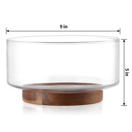 MDLUU Large Glass Salad Bowl with Wood Utensils Set, Serving Bowls for Salad, Layered Fruit Trifle