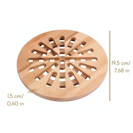 Creative Home Round Hot Trivet Wood | 19.5 x 19.5 x 1.5 cm | Reversible Coaster Pot | Table & Counter Protection Mat | Pot Coaster Heat Resistant & Environmentally Friendly