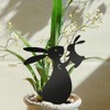 Set 3 Metal Rabbit Garden Stakes Bunny Front Yard Black