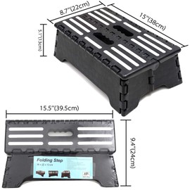 Portable Folding Step Stool, 5 inch Lightweight Anti-Skid Stepping Stool, Non-Slip Textured Grip Surface for Adults Seniors at Home, Kitchen, Bathroom, Bedroom, Closet, Holds Up to 300 Pounds Black