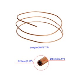 Aopin Red Copper Refrigeration Tubing ID 2.5mm / 1/10" x OD 3.5mm / 7/50" Hollow Copper Tubing - 2m / 6.56 Ft / 79 in Length for Refrigerator Capillary Tubing, Cooling Systems