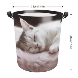 Laundry Basket Large Oxford Cloth Lightweight Storage Basket Sleeping Cat Printed Toy Storage Basket Dirty Clothes Foldable And Waterproof For Toy Collection