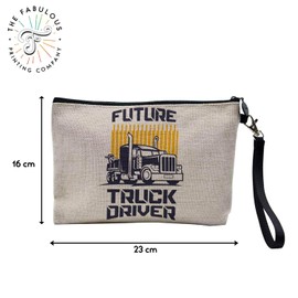 Tasche aus Leinen – Future Truck Driver Job Travel – Kosmetiktasche aus Leinen in Leinenoptik – Geldbörse – 15 x 10 cm, leinen, 23.5 x 15 cm, Kosmetiktasche