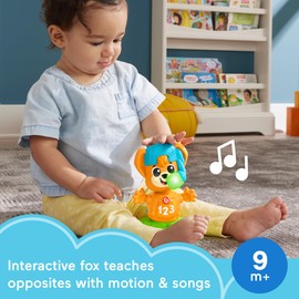 Fisher-Price Baby Learning Toy Link Squad Opposites Fox with Music & Lights for Ages 9+ Months, UK English Version, Compatible Only with Link Squad Items, HYL20