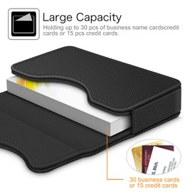 FINTIE Business Card Case, Premium Faux Leather, Handmade Credit Card Case, Credit Card Holder with Magnetic Closure for Men and Women, black, Modern