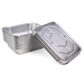 IDL Packaging Half-Size Aluminum Steam Table Pans with Lids - Deep, 13" x 11" x 3" (Pack of 25) - Disposable Foil Pan for Grilling, Roasting, BBQ, Cooking, Baking, Freezing