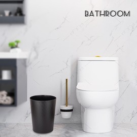 UUJOLY Small Trash Can Wastebasket Garbage Can Container Bins for Bathrooms, Laundry Room, Kitchens, Offices, Kids Rooms, Dorms (Black, 3 Pack)