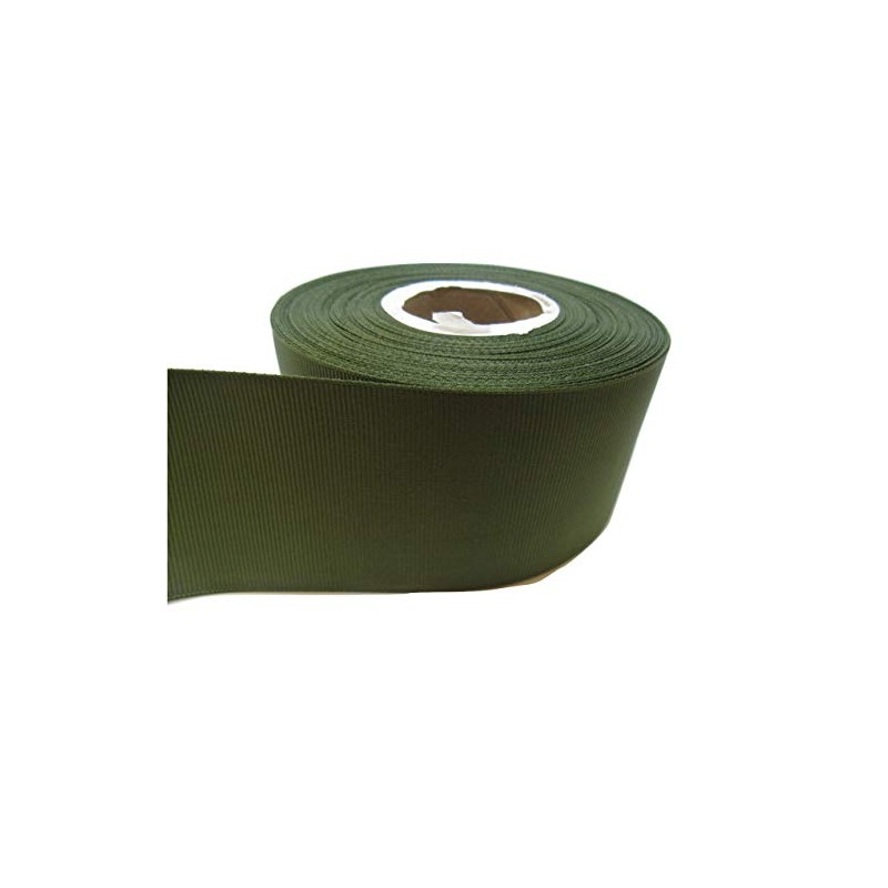 2 metres of 38mm Grosgrain Ribbed Ribbon Olive Dark Green