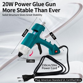 HHDQFTSLG 20W Hot Glue Gun with 30PCS Premium Glue Sticks, High Temp 90S Fast Heating Hot Melt Gun with Adjustable Glue Output Device for Crafting,Home Repairs,School DIY Projects (Blue)