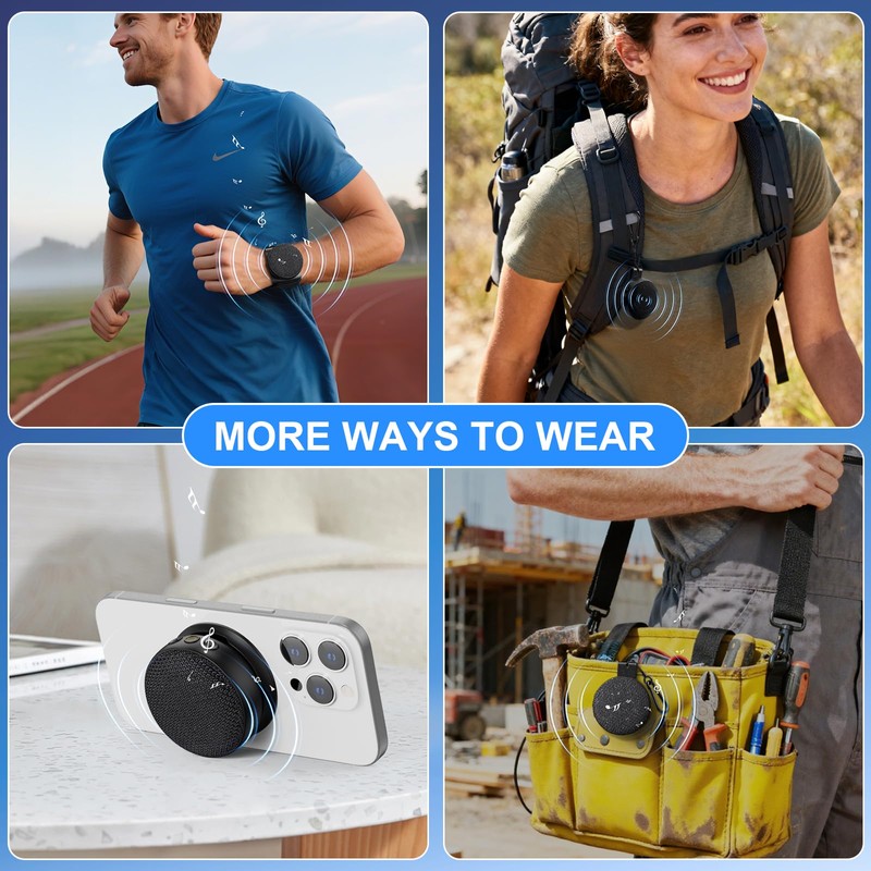 SUPERONE 4-in-1 Wearable Clip On Bluetooth Speaker,Wrist Wear, Magnetic