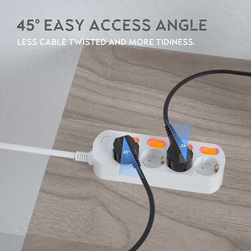 EVOELEC Sinzeln 4-Way Socket, Switchable Power Strip with Overcurrent Protection,