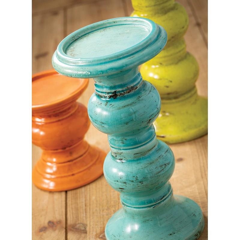 Sullivans 5", 10", and 12" Multicolor Ceramic Pillar Candle Holder