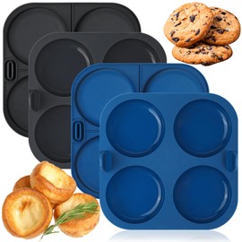 Webake Air Fryer Yorkshire Pudding Pan for Baking, Nonstick Silicone Yorkshire Pudding Tin with Handle, BPA Free Set of 4