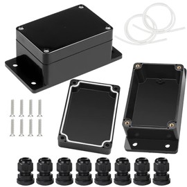 Pack of 2 Junction Box, Black, 100 x 68 x 50 mm ABS Junction Box, IP65 Connection Box Housing, Surface-Mounted Junction Box, Electronic Project Box Housing for Electrical Accessories