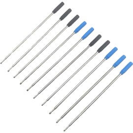 10-Pack Metal Pen Refills Blue and Black Refills 115mm Replacement Ballpoint 1mm Tip Pen Refill, Ink Pen Refills