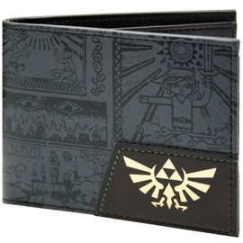 Zelda Wind Waker Link Ancient Tablet Hieroglyphics Wallet Bi-Fold ID & Card Holder, Black
