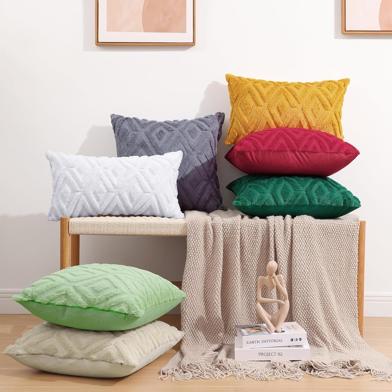 CJWLKJ 2Pcs Soft Faux Fur Throw Pillow Covers 18x18 -