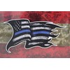 Thin Blue Line Police Officer Tattered Distressed American Flag decal