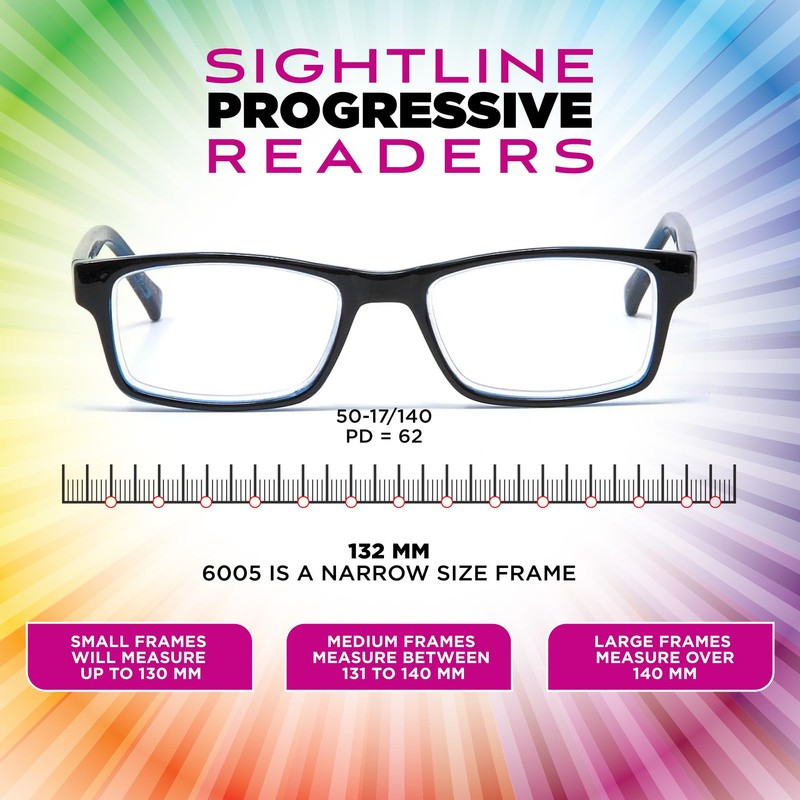 Sightline 6005 Progressive Reading Glasses – Multifocus Magnification Lenses –