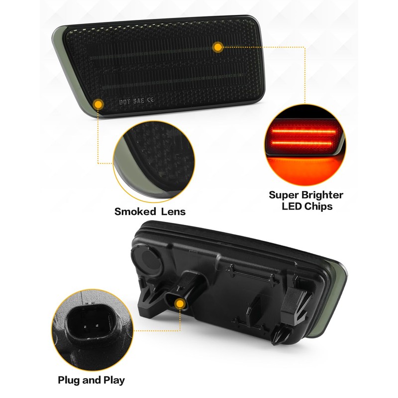 NEIFILES Rear LED Side Marker Lights 5X Brighter Than OEM