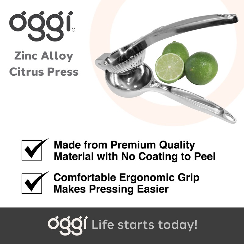 OGGI Citrus Press- Zinc Alloy Manual Citrus Juicer, Ideal Hand