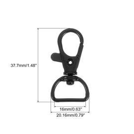 sourcing map 10Pcs Swivel Clasps, 0.63 Inch D Ring Lobster Clasp Claw Metal Push Gate Snap Hook for Purse Making Keychain Belt Strap, Black
