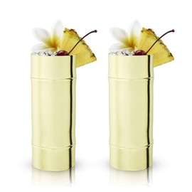 Viski Gold - Vasos de bambú para cócteles, 14 onzas