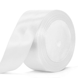 Bealif 50mm White Satin Ribbon, White Thick Solid Color Fabric Ribbons Decorative Ribbon for Gift Wrapping, Crafting, Hair Bows, Sewing Project, Wedding Floral Decoration(25 Yards)