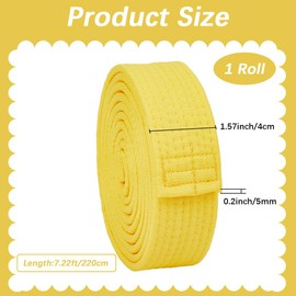 CREATCABIN Yellow Jiu Jitsu Belt Polyester Martial Arts Belt Judo Jiu-Jitsu TKD Aikido Uniform Rank Belt Long Soft Universal Fit Belts Taekwondo for Men Women Sports Training Equipment 7.22ft