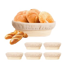 DaMohony 6 Oval Banneton Bread Proofing Baskets with Insert Sourdough Banneton Basket Dough Proofing Bowls Bread Baking Supplies for Home Sourdough Bread Baking Supplies