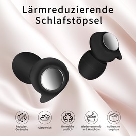 Earplugs for sleeping, three-layer earplugs, 45 dB, reusable ear protection, noise-reducing ear plugs with 6 pairs of tips and carry bag, travel, concentration, concerts