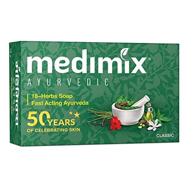 Medimix Herbal Handmade Ayurvedic Classic 18 Herb Soap for Healthy and Clear Skin (125 g)