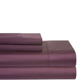 Pointehaven 400 TC Deep Pocket 100-Percent Pima Cotton Sheet Set, Plum, Queen