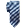 (リトリーズ) RETREEZ 波型ジグザグ ストライプ柄 織り生地 細ネクタイ タイ - ネイビーブルー
