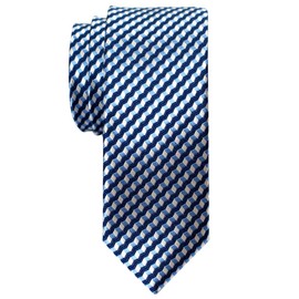 (リトリーズ) RETREEZ 波型ジグザグ ストライプ柄 織り生地 細ネクタイ タイ - ネイビーブルー